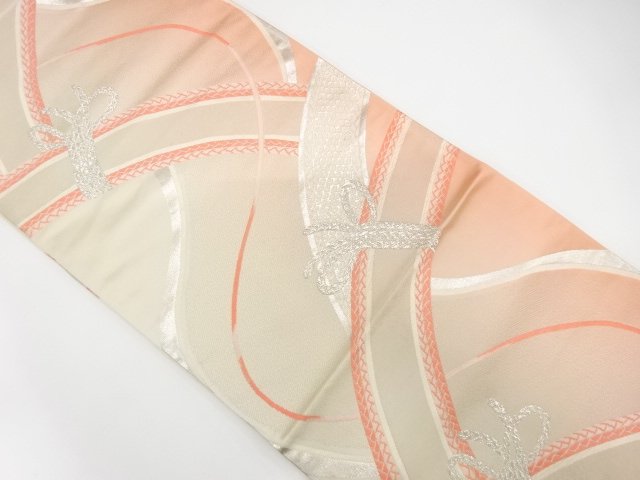 JAPANESE KIMONO / ANTIQUE FUKURO OBI / SILK / WOVEN FENCE